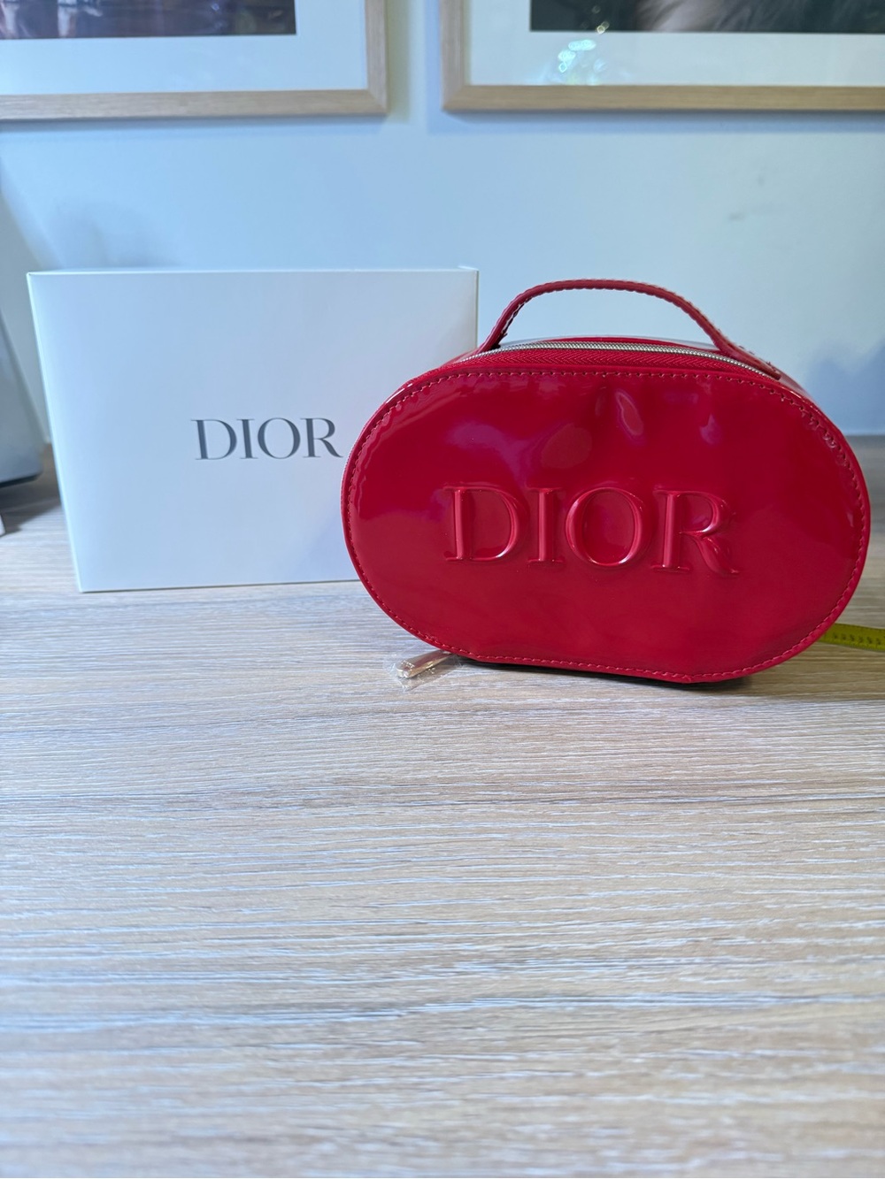 Dior Red Patent Logo Top-Handle Makeup Bag - Picture 2 of 13